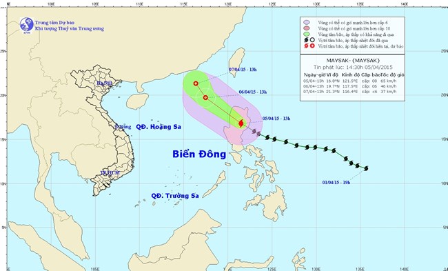 Thời sự chiều ngày 05/4/2015: Dự kiến, đêm nay bão MAYSAK sẽ đi vào biển Đông và trở thành cơ bão đầu tiên trong năm nay.