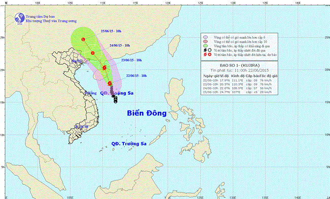 Thời sự trưa ngày 22/6/2015: Do ảnh hưởng của cơn bão số 1, vùng biển phía bắc quần đảo Hoàng Sa có gió giật cấp 10, 11