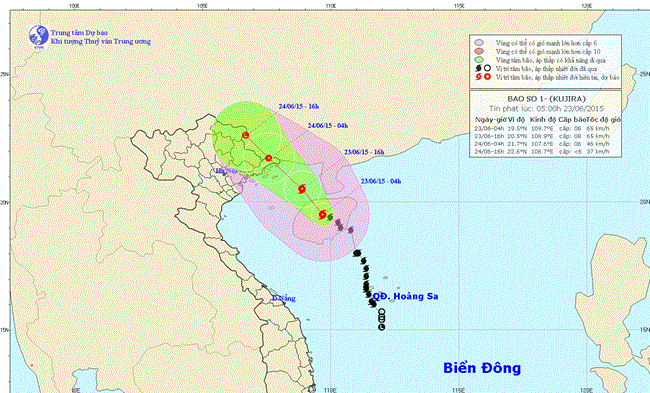 Thời sự sáng ngày 23/6/2015: Bão số 1 đang tiến sát vào nước ta, đến sáng nay vùng tâm bão đã đi vào vùng biển phía Đông Vịnh Bắc Bộ.