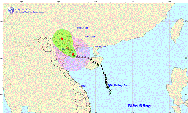 Tin về cơn bão số 1 lúc 12H00 ngày 24/6/2015