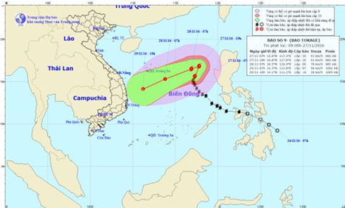 Bão số 9 liên tục đổi hướng, được dự báo là cơn bão rất nguy hiểm (Thời sự trưa 27/11/2016)