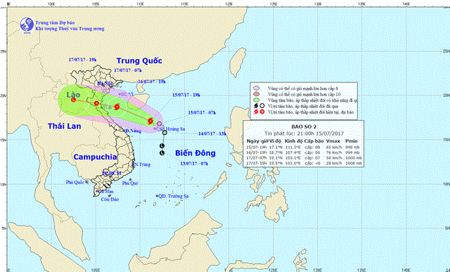 Dự kiến vào thứ hai tới, cơn bão số 2 sẽ đi vào đất liền các tỉnh Thanh Hóa đến Hà Tĩnh với sức gió mạnh nhất lên tới 75 km/giờ (Thời sự đêm 15/7/2017)