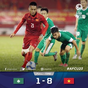 Đội tuyển U23 Việt Nam đang dẫn đầu bảng I, vòng loại giải bóng đá U23 châu Á 2018 (23/7/2017)