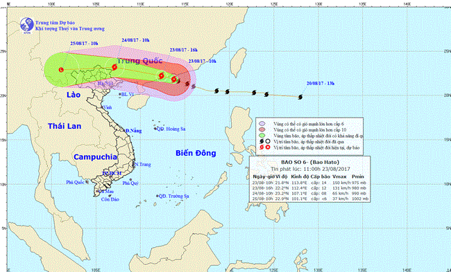 Sau khi đi vào biển Đông, bão số 6 đã mạnh thêm và đang di chuyển theo hướng Tây Tây Bắc, các tỉnh phía Bắc nước ta cần chủ động ứng phó bão và hoàn lưu bão (Thời sự trưa 23/8/2017)