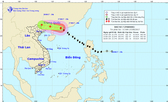 Bão số 7 với sức gió mạnh nhất cấp 11, 12 đổ bộ vào Trung Quốc và sẽ ảnh hưởng trực tiếp đến các tỉnh phía Bắc nước ta từ đêm nay (Thời sự trưa 27/8/2017)