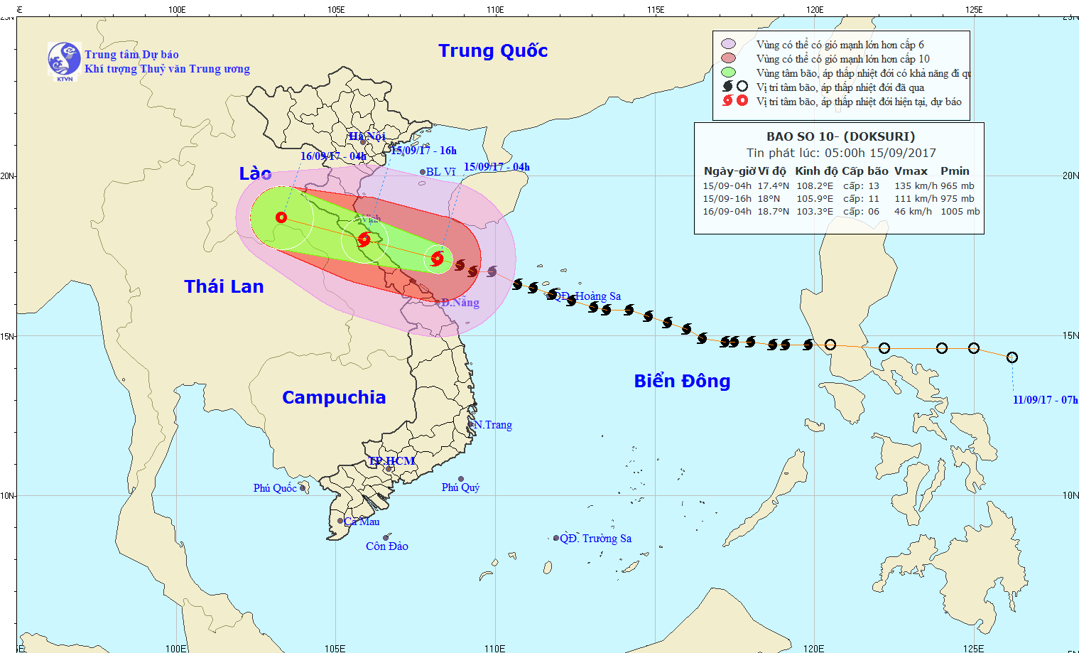 Cơn bão số 10 giật cấp 15 đang áp sát bờ biển các tỉnh miền Trung nước ta (Thời sự sáng 15/9/2017)