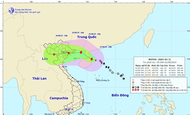 THỜI SỰ 6H SÁNG 1/8/2019: Bão số 3 bắt đầu ảnh hưởng tới Vịnh Bắc Bộ. Cơn bão được nhận định có diễn biến rất phức tạp, sẽ gây mưa to đến rất to cho các tỉnh Bắc Bộ.