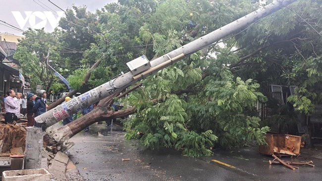Gần 500 cột điện bị gãy, đổ tại nhiều tỉnh, thành phố miền Trung trong cơn bão số 5 vừa qua (24/9/2020)