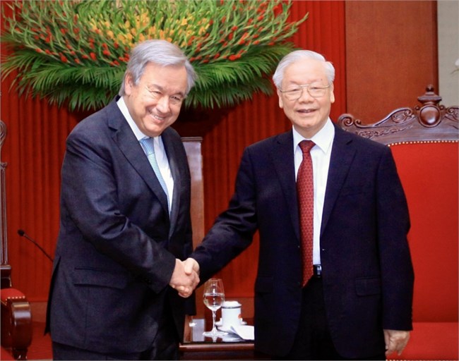 Tổng Bí thư Nguyễn Phú Trọng tiếp Tổng Thư ký Liên hợp quốc António Guterres (21/10/2022)