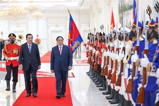 Thủ tướng chính phủ Campuchia Samdech Techo Hun Sen chủ trì lễ đón Thủ tướng Phạm Minh Chính và hội đàm (08/11/2022)