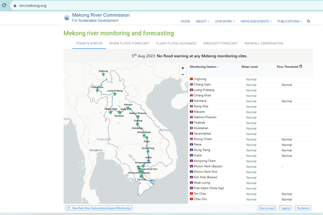 MRC ra mắt Kênh dự báo lũ lụt và hạn hán cho người dân lưu vực sông Mê Công (5/8/2023)