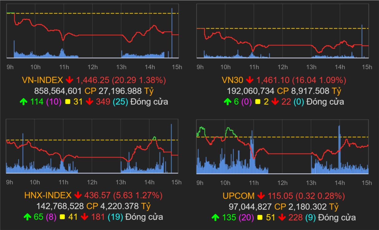 Khởi động sàn chứng khoán hôm nay - cả 3 chỉ số chính đều giảm (11/8/2023)