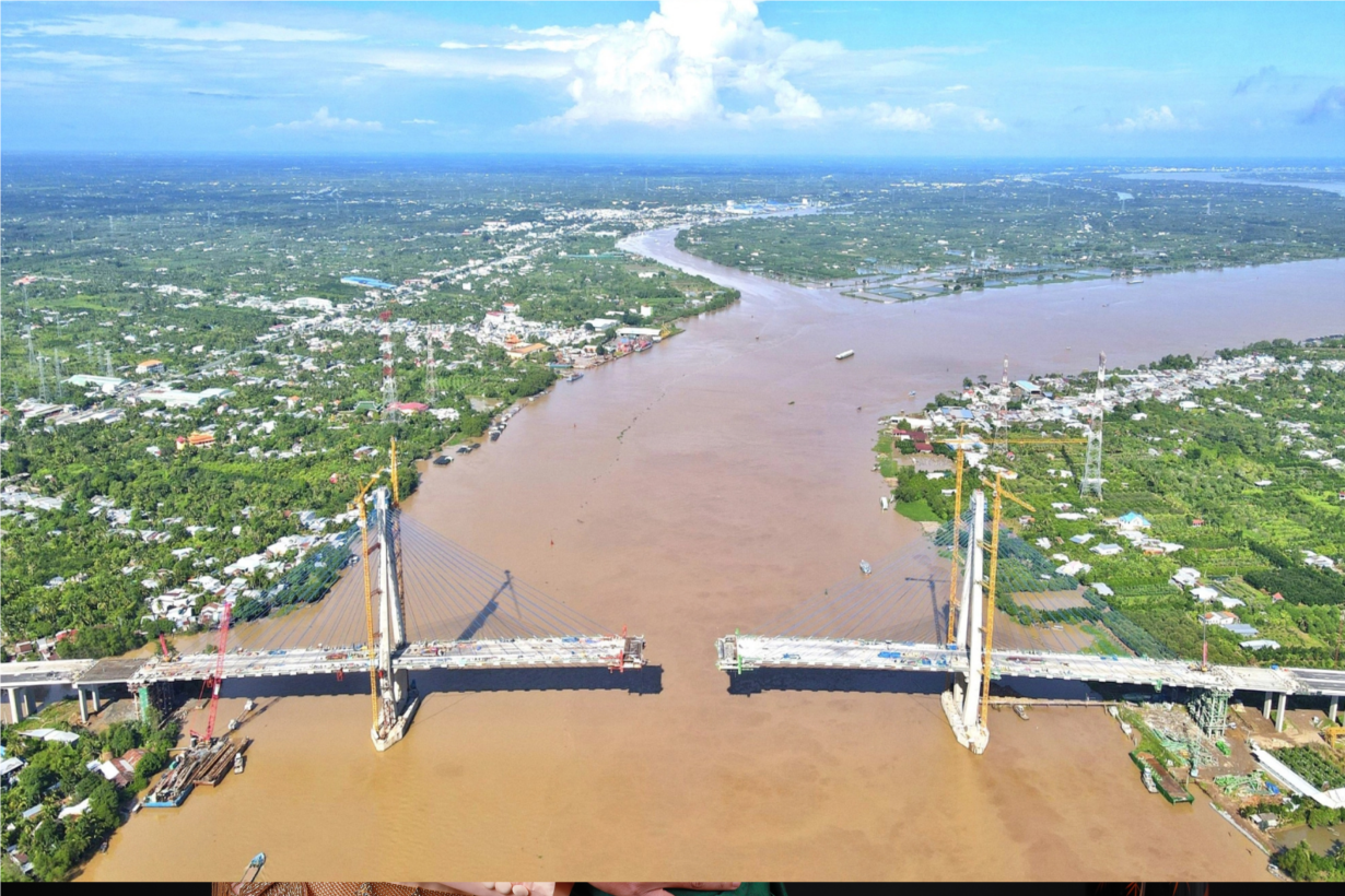 Cầu Mỹ Thuận 2 trước ngày hợp long (20/8/2023)