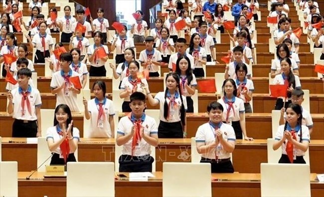 Đoàn đại biểu trẻ em toàn quốc có Phiên họp giả định ''Quốc hội trẻ em'' vào sáng nay (10/9/2023)