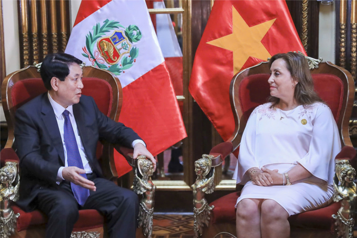 Chủ tịch nước Lương Cường Hội đàm với Tổng thống Cộng hòa Peru Dina Boluarte (14/11/2024)