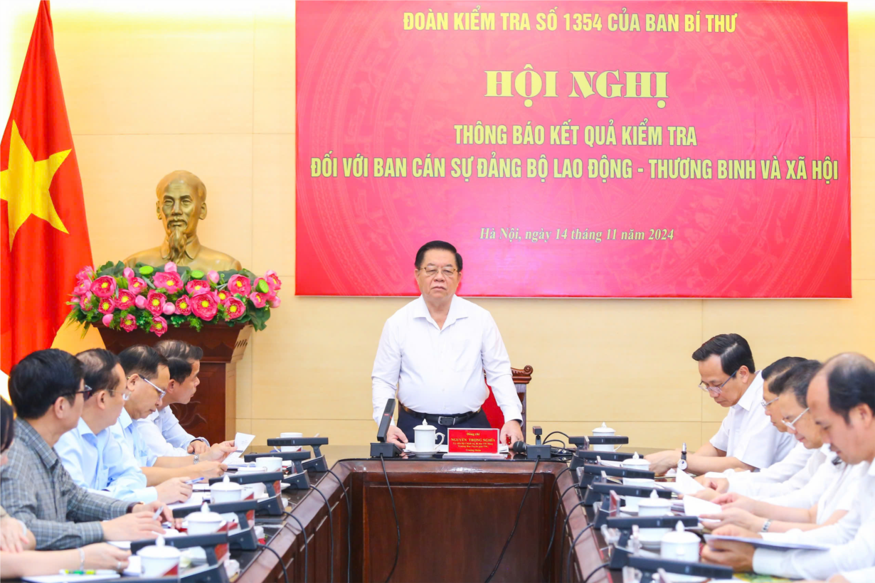 Thông báo kết quả kiểm tra đối với Ban Cán sự đảng Bộ Lao động Thương binh và Xã hội (14/11/2024)