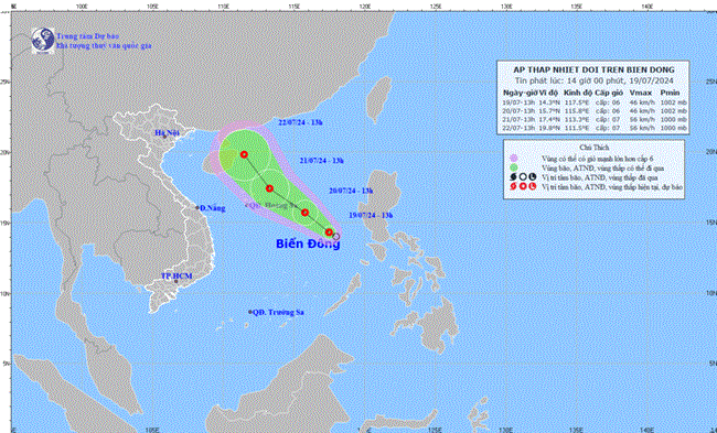 THỜI SỰ 18H CHIỀU 19/7/2024: Áp thấp nhiệt đới trên biển Đông tăng cấp, tiếp tục di chuyển theo hướng Tây Bắc về phía quần đảo Hoàng Sa, ít có khả năng đổ bộ vào đất liền Việt Nam