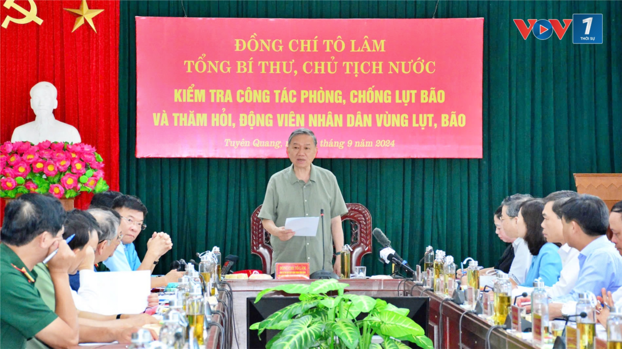 Tổng Bí thư, Chủ tịch nước Tô Lâm về thăm động viên và chỉ đạo công tác khắc phục bão số 3 tại Tuyên Quang (12/9/2024)